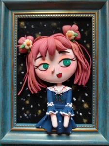 超轻粘土浮雕装饰画7寸墙挂画 花小妹 生日礼物