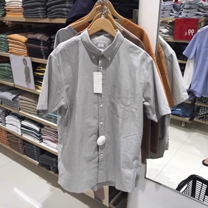 正品优衣库男装 牛津纺修身衬衫(短袖) 414581和183