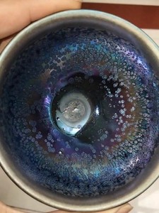 陈建国万象同款纹缕七彩曜变黑核光圈建窑建盏点茶建盏电烧釉上结