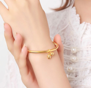 佐卡伊 好事莲莲 黄金手镯足金女柿子莲花古法手镯