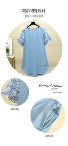 永恒颜色连衣裙夏季新款气质裙，蓝色，L码，体重120-130