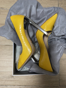 ralph russo 黄色蛇皮高跟鞋35.5 全新