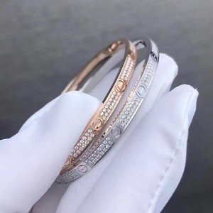 【特价出】cartier/卡地亚窄版满天星手镯18k玫瑰金白
