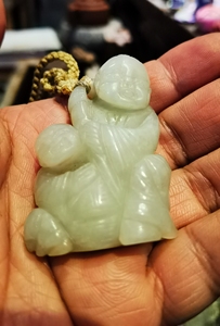 玉手把件老玉人物