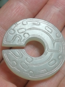 千年高古西周和田白玉龙纹玉玦佩饰 西商周春秋战国汉代玉珏玉玦