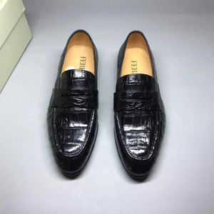 费雷鳄鱼皮男鞋