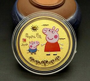 小猪佩奇纪念币 猪年生肖 纪念章 镀金色单枚纪念章 会销小礼