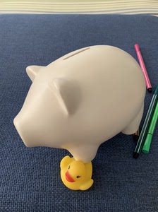 纯白色diy小猪储蓄罐 可画画涂鸦彩绘随心创作可爱陶瓷存钱罐