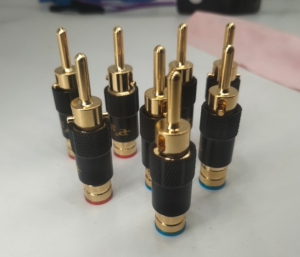 特价美国百威ps-109纯铜镀金自锁式音响音箱喇叭免焊接插头