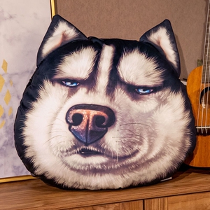 【送眼罩】二哈3d狗头抱枕 哈士奇抱枕可爱 靠枕床头靠垫汽车