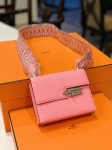 正品爱马仕mini verrou 插销包,1q奶昔粉,限量款