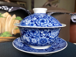 景德镇三大名窑口九段烧 万花盖碗 底宽九段妙手三才 全新 回