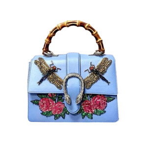 【两折即刻拍】95新gucci古驰dionysus刺绣牡丹蜻蜓竹节手提单肩