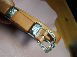 铁腕手工 高桥吾郎goros18k金头鹰皮带扣定制植鞣皮皮带