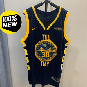 勇士队 库里球衣 30号城市版 深蓝色 新面料刺绣上衣 大码