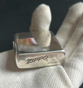 zippo 左斜纯银光板 80年代末期 二手品相 正底刻