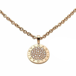 [99新]宝格丽bvlgari女士玫瑰金满钻项链扭曲大号圆饼锁骨链