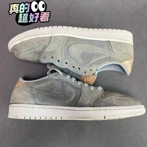 正品耐克乔1aj1翻毛皮全皮篮球鞋男款低帮蓝色43码 ,鞋带