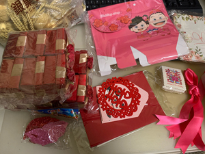 婚礼买了多的喜糖盒（红色丝带花盒）16个、喜糖罐（星空球）1