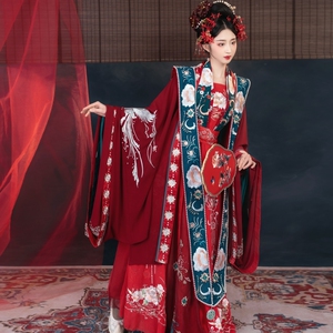 华姿仪赏汉服2021春季新品 白凤宋制霞岥婚服 红色礼服花嫁