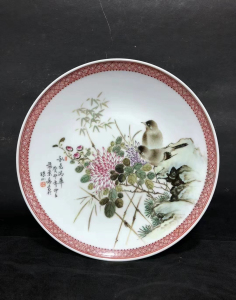 tb838350950518淘宝陶瓷美术家"张景寿"粉彩精绘"富贵长寿"图瓷板画