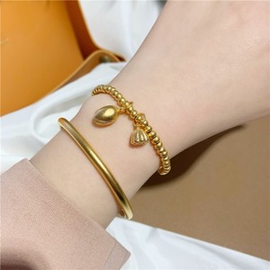 周大福同款传承手镯素圈古法传承手镯女越南沙金仿黄金叠戴莲蓬两