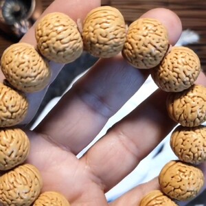 精选王者南瓜桃核18mm男款单圈手串,颗颗精挑,带牛皮隔片