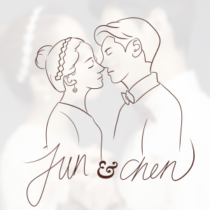 手绘婚礼logo设计个性人物剪影线条简笔画婚纱照纹身名字头像