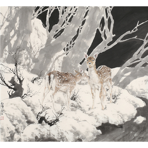 国画梅花鹿
