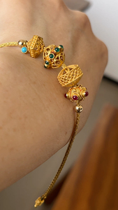 尼泊尔18k黄金手链复古工艺编织手绳diy蛇骨链