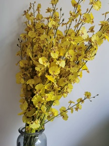奇居良品 创意黄色跳舞兰仿真花假花客厅餐桌迎春花插花装饰摆件