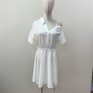 #夏装搭配一整套热嘉品牌夏季白色露肩连衣裙，L码（腋下宽度3