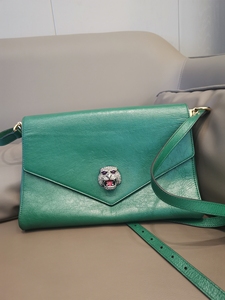 98新 gucci 古驰豹子头水钻限量版女士单肩包 漂亮的绿