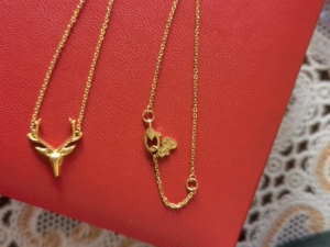周大福17916系列 一鹿有你 鹿头22k黄金项链套链.