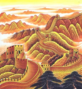 赵国顺手绘无款国画山水画字画六尺斗方中国龙万里长城