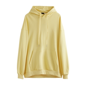春秋新款插肩袖柠檬黄荧光黄鲜黄色纯棉连帽卫衣男女bf风宽松韩