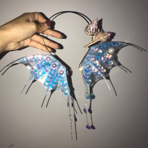 【原创】鱼鳞lolita鲛人耳人鱼鳞片cos汉服头饰配饰