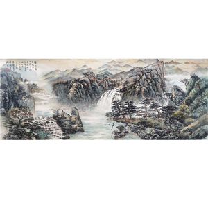 国画山水画何润杰《江上清风》客厅书房办公室挂画水墨画纯手绘横