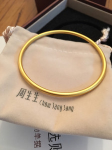 周生生东方古祖古法实心黄金手镯