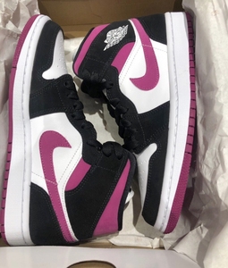 air jordan 1 乔丹aj1 黑紫葡萄黑粉中帮篮球鞋