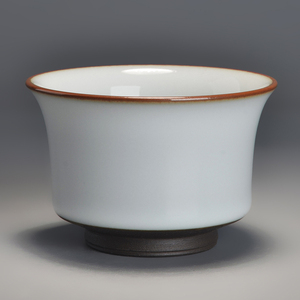 格物 官窑月白釉马蹄杯品茶杯主人杯手工单杯景德镇瓷器功夫茶具