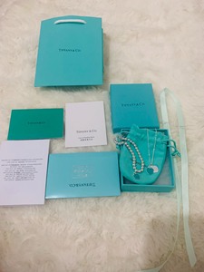 全新Tiffany项链手链一整套蒂芙尼925纯银蓝心珐琅心形