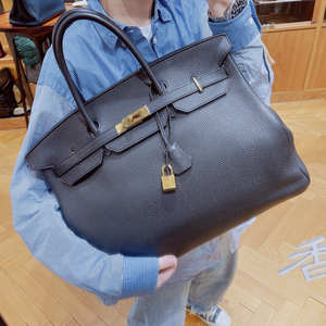 黑金birkin40爱马仕正品男士手提包男包大号铂金包her