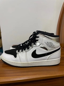 正品耐克aj1乔丹1代黑白银色小伦纳德篮球鞋男44码