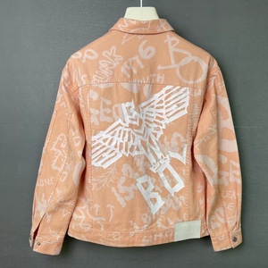 boylondon外套情侣款 潮牌秋冬涂鸦手绘风皮章牛仔夹克