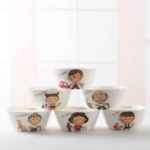 芊芊家 幸福一家人 骨瓷碗 韩式面碗|碗套装 米饭碗 陶瓷碗