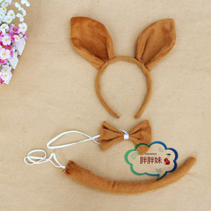 儿童幼儿园舞台表演 动物头饰三件套装扮道具 袋鼠小耳朵头箍发箍