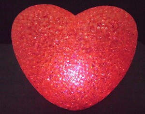 14cm大红色水晶爱心小夜灯 婚庆心形颗粒灯 情侣水晶红爱心