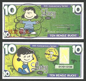 美洲 全新unc 史努比乐园 10美元纪念钞 2010年 外国钱币 纸币