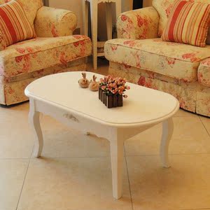 欧式田园象牙白色木质茶几咖啡桌韩式 1米1.2米茶几实木
